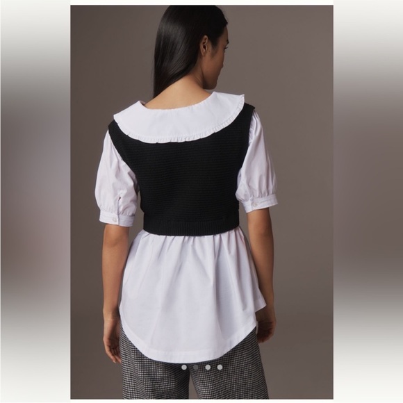 Maeve Peter Pan Collar Twofer Sweater Top - Picture 3 of 6